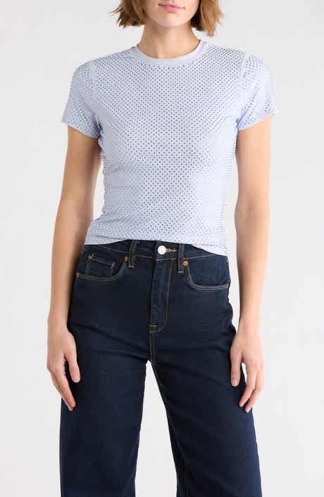 Good American Crystal Embellished Crop T-Shirt