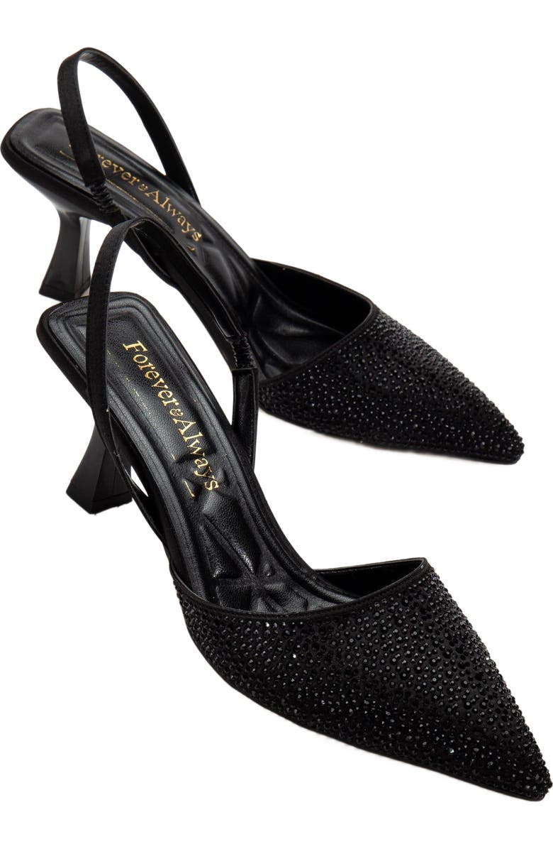 Forever & Always Shoes Rae Slingback Kitten Heel Pumps, Alternate, color, Black Rhinestones