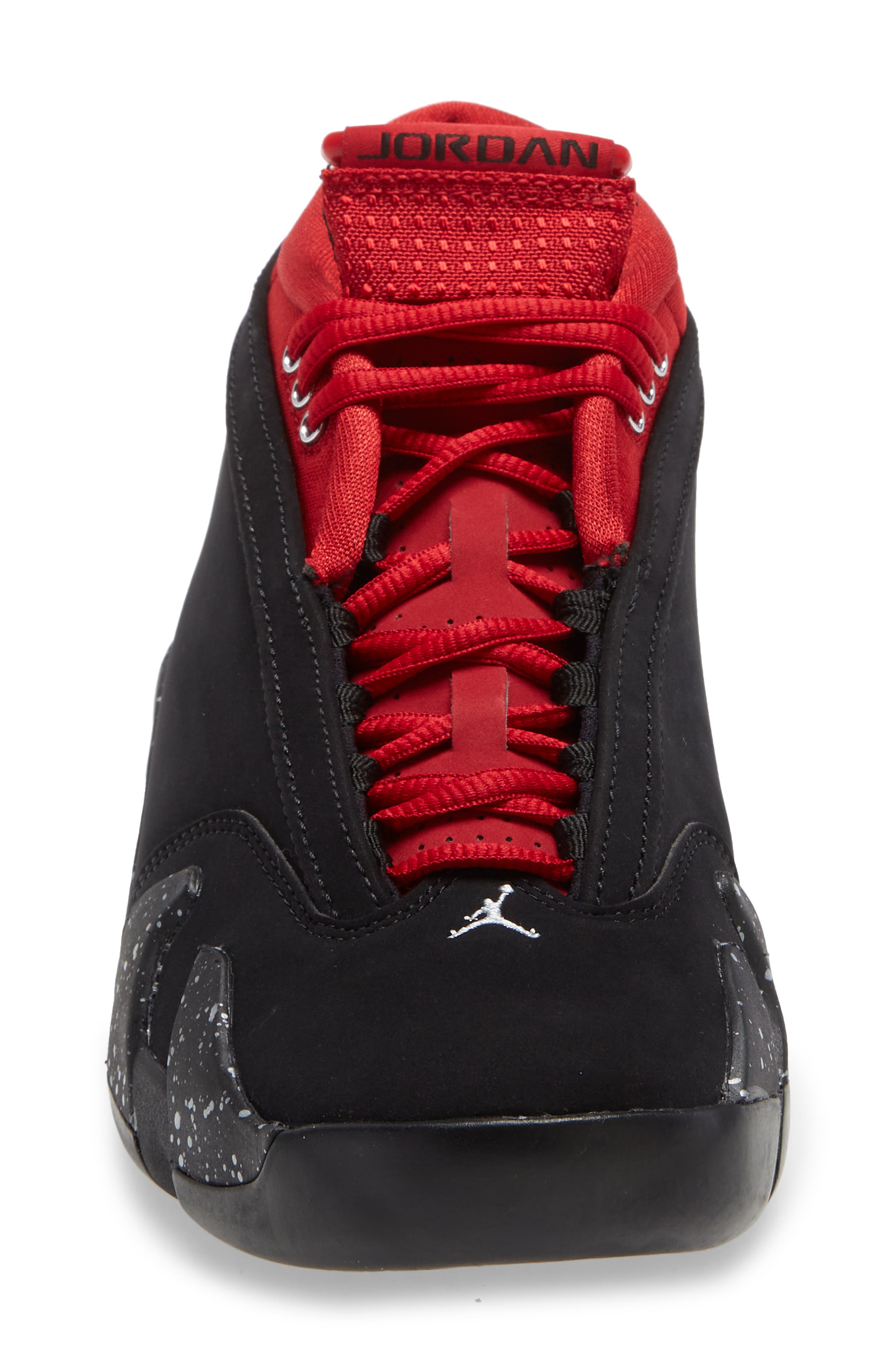 Air Jordan 14 Low Iconic Red Basketball Shoe, Alternate, color, BLACK/ GYM RED/ SILVER
