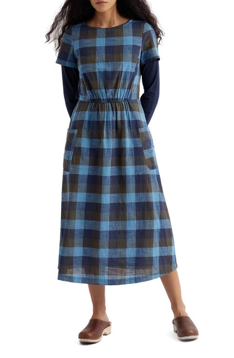Haneth Check Print Midi Dress
