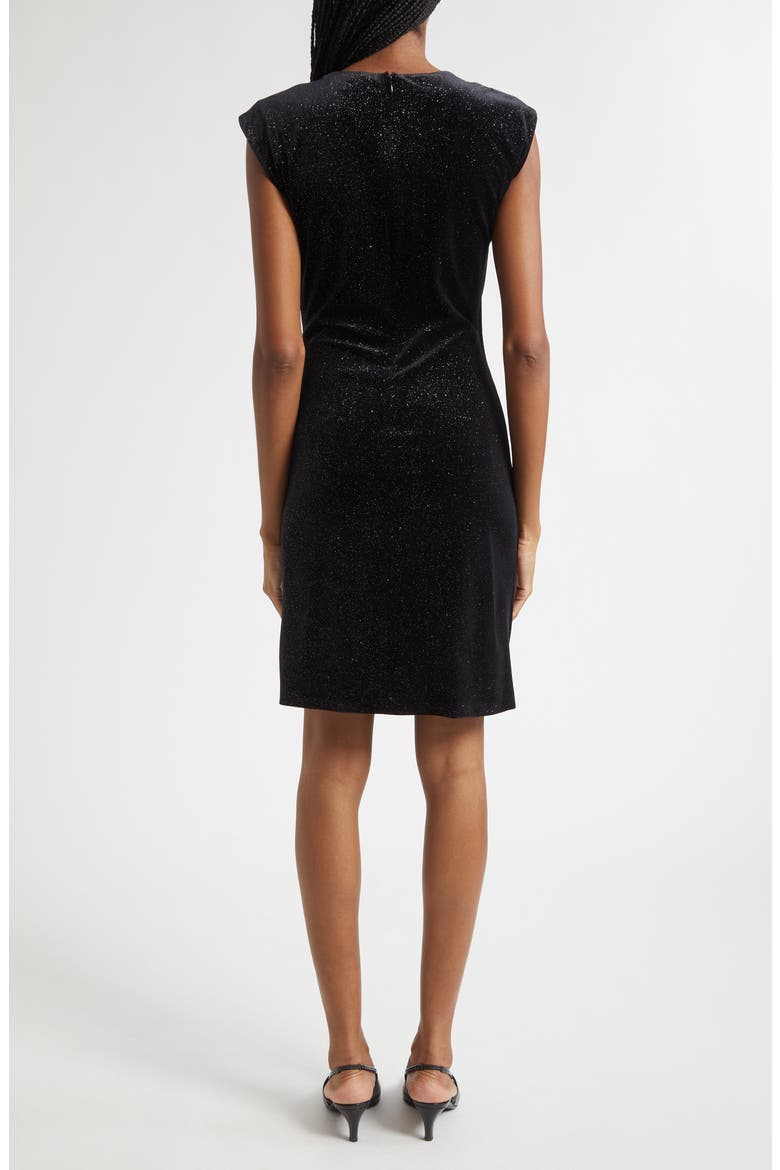 Metallic Chenille Faux Wrap Dress, Alternate, color, SOLID BLACK