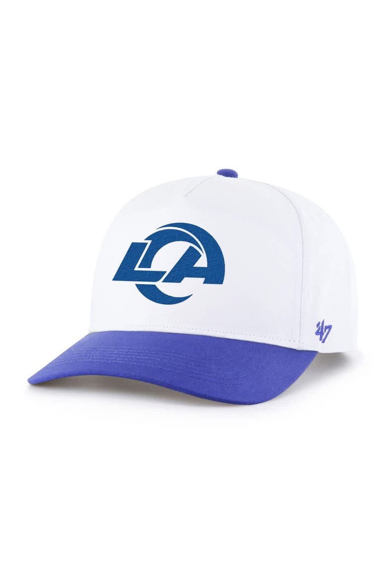 Men's '47 White/Royal Los Angeles Rams Relaxed Hitch Adjustable Hat, Main, color, White