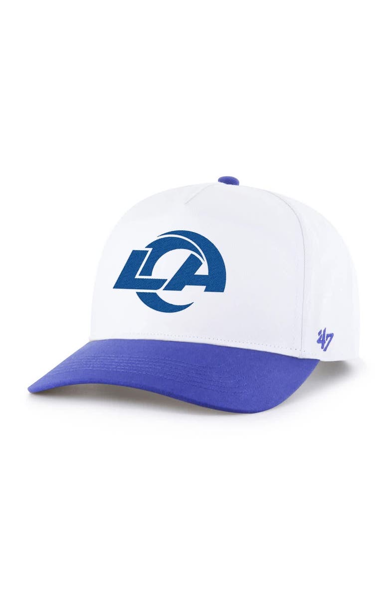 '47 Men's '47 White/Royal Los Angeles Rams Relaxed Hitch Adjustable Hat, Main, color, White