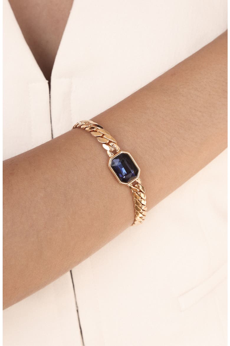 Deco Crystal Statement Cuban Chain Bracelet, Alternate, color, SAPPHIRE