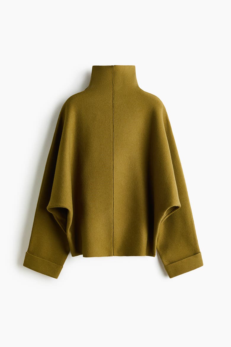 Oversized Mock-Turtleneck Sweater, Alternate, color, Olive green