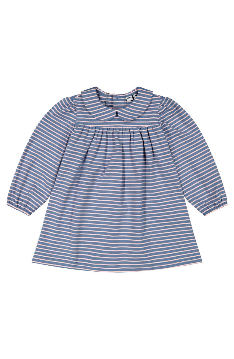 Busy Bees Ginny Girls Peter Pan Collar Dress Blue Pink Stripe, Main, color,