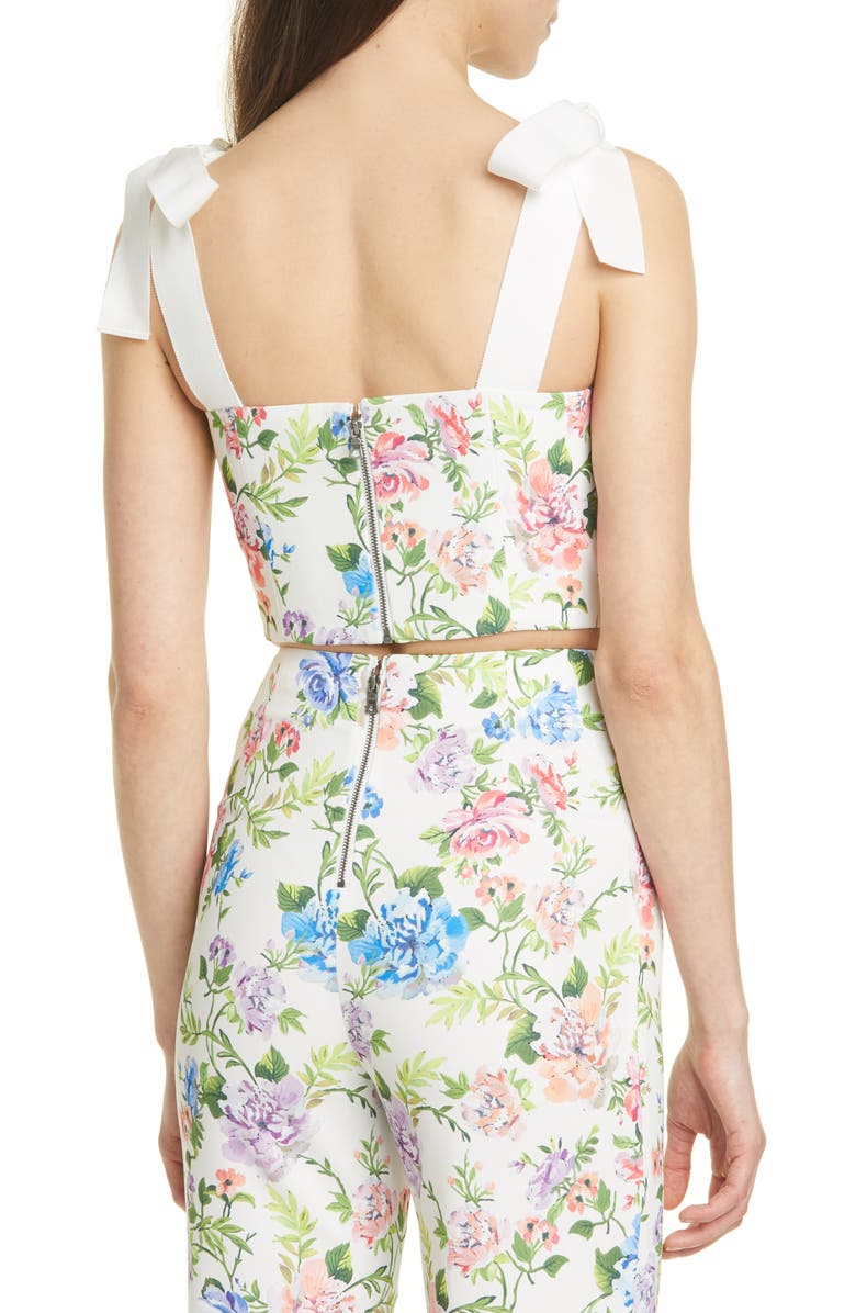 Alice + Olivia Nika Floral Fitted Crop Top, Alternate, color,