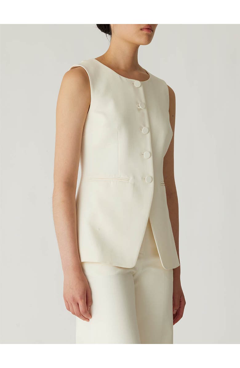 Rebecca Taylor Refined Suiting Button Front Vest, Alternate, color, Cream