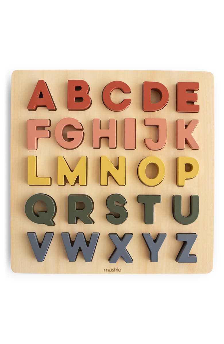 Mushie Wooden Alphabet Puzzle, Main, color, 