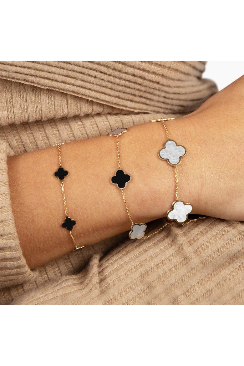 Mini Onyx Clover Bracelet, Alternate, color, Yellow Gold