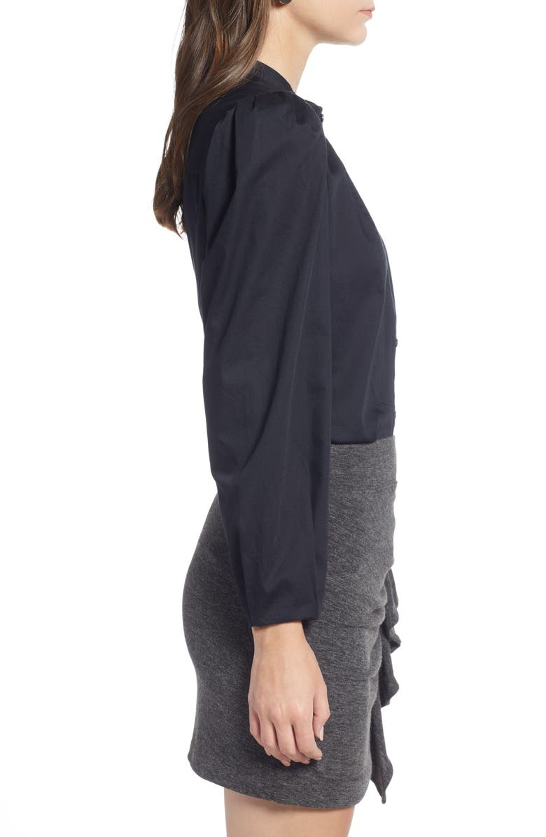 Something Navy Stand Collar Button Through Shirt, Alternate, color,