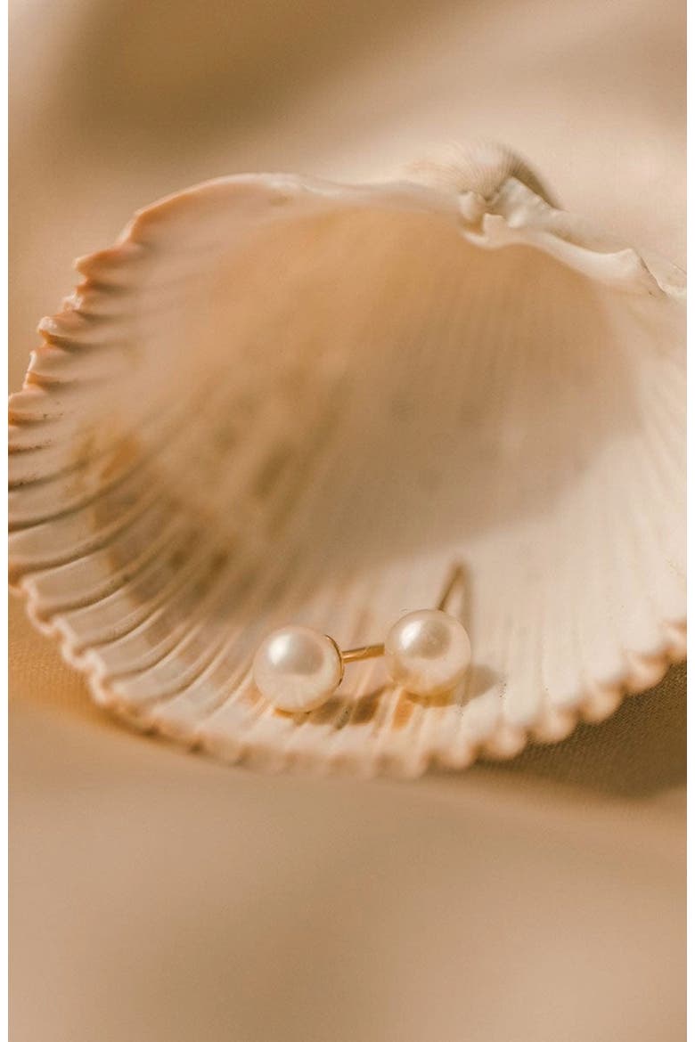 Pearl Stud Earrings, Alternate, color, Gold Vermeil