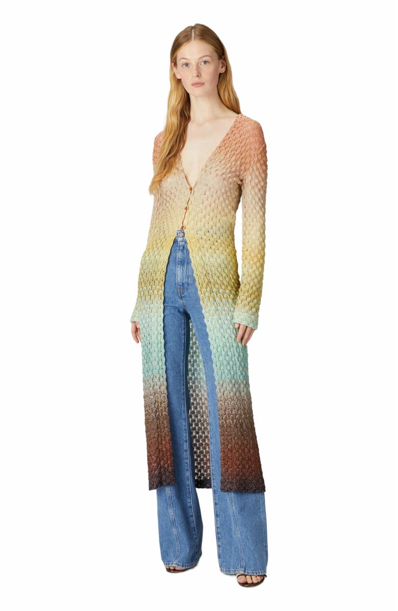 Missoni Long Cardigan In Lace And Lamé, Alternate, color, Multicoloured