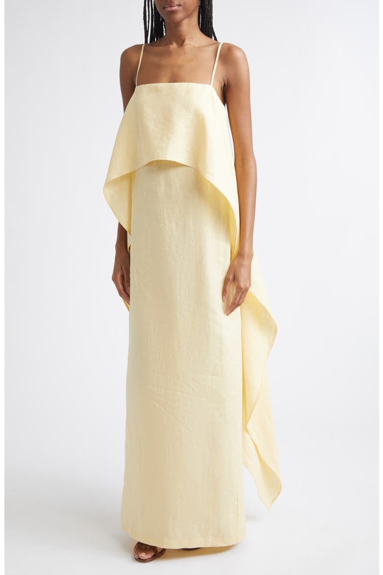 butter yellow linen maxi dress maxi dress butter yellow Noelle Strappy Tiered Satin Maxi Dress