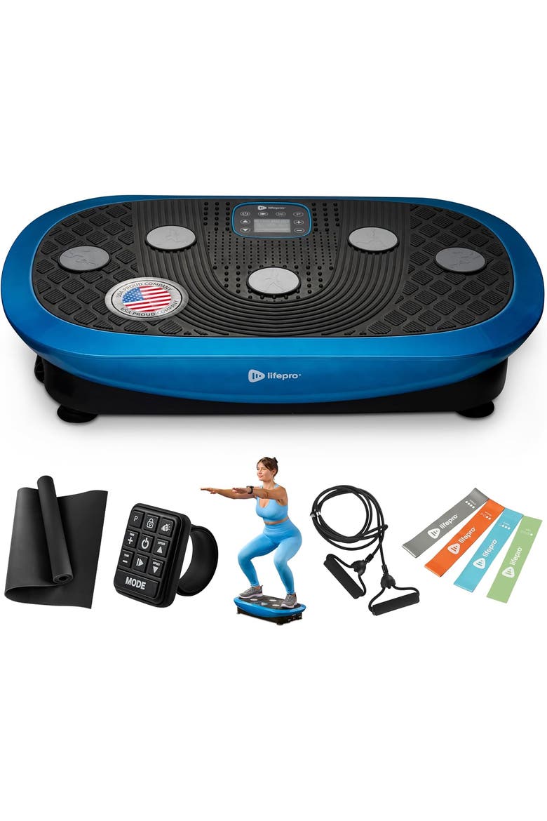 Rumblex Plus 4D Vibration Plate Machine Exercise Machine with Triple Motors for Recovery and Fat Burn, Main, color, Blue