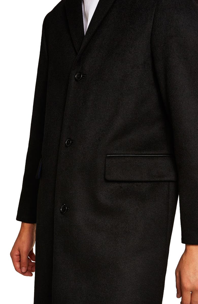 Topman Wool Blend Overcoat, Alternate, color,
