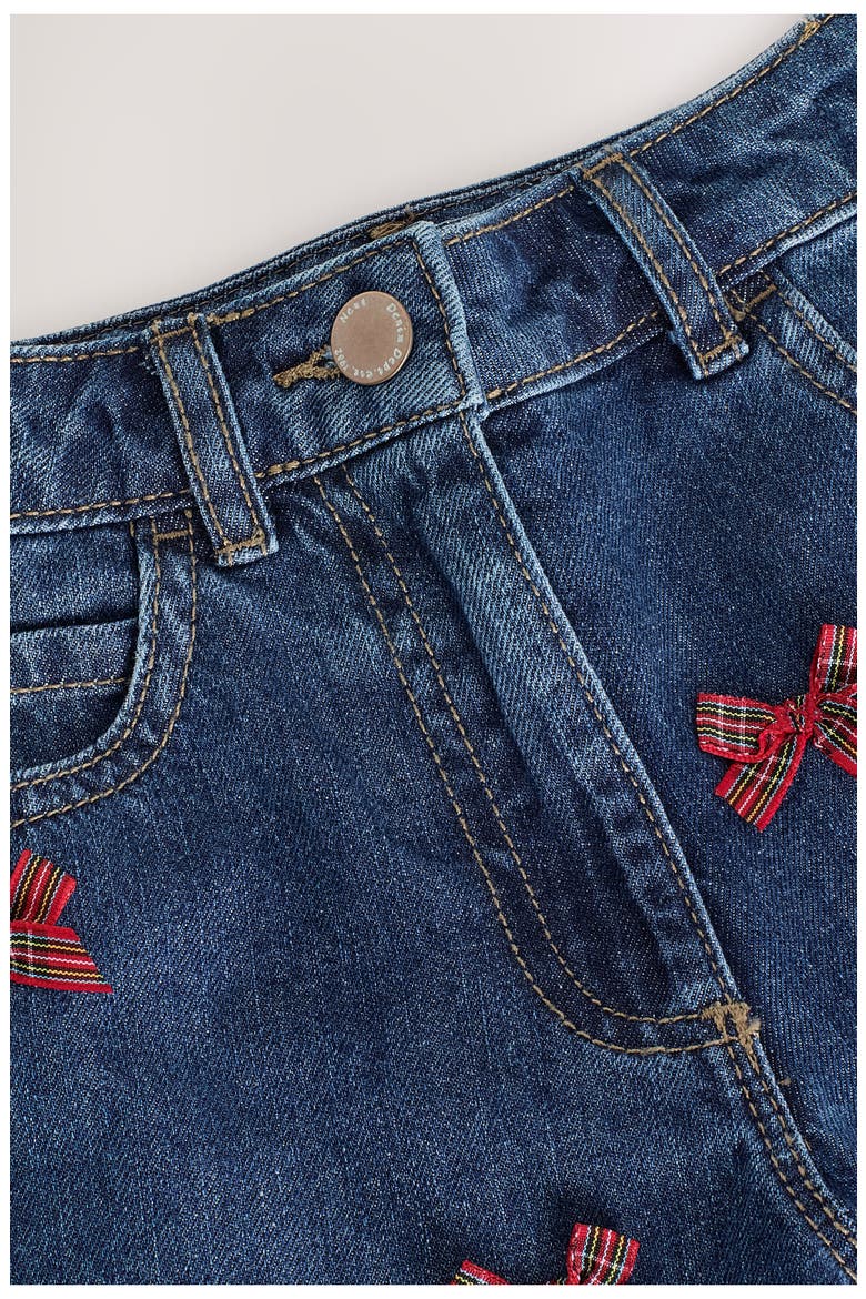 Kids' Bow Mom Jeans, Alternate, color, BLUE