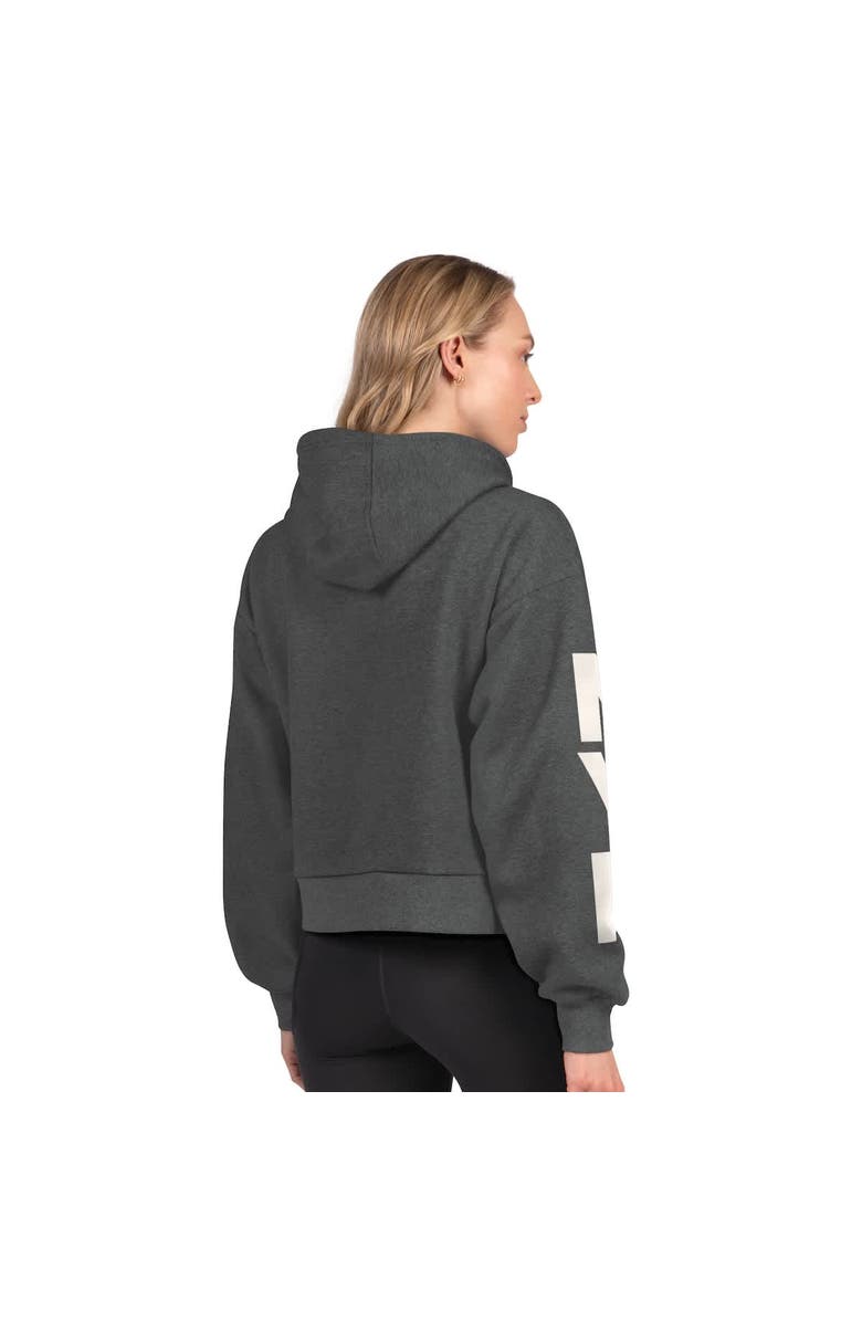 STARTER Women
s Starter  Charcoal New York Rangers Star Player Cropped Fleece Hoodie, Alternate, color, Heather Charcoal