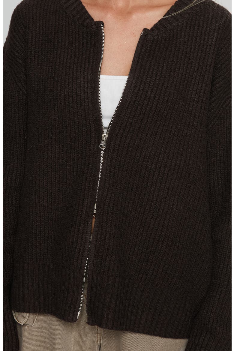 Lexene Zip Cardigan, Alternate, color, CHOCOLATE