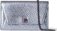 Akris Anouk Metallic Leather Envelope Wallet on a Chain