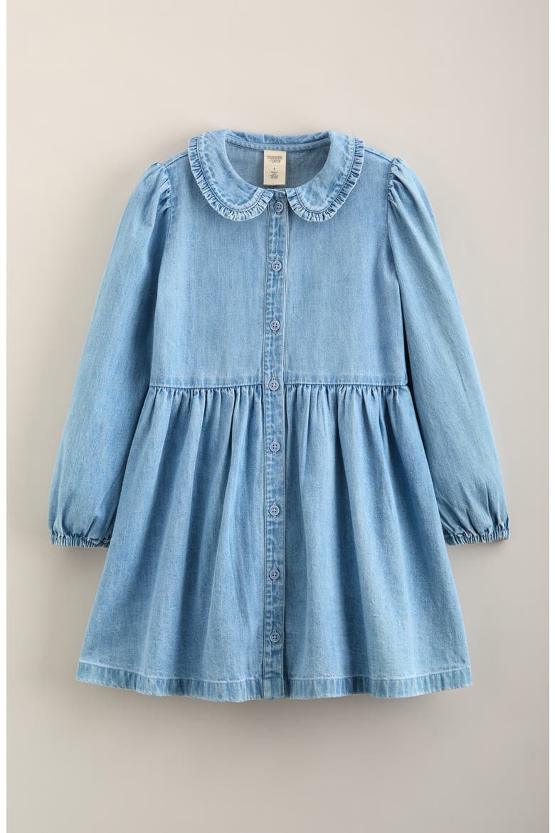 Kids' Ruffle Collar Cotton Dress, Main, color, LIGHT AQUAMARINE WASH