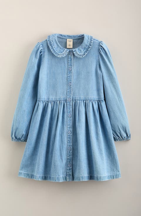 Kids' Ruffle Collar Cotton Dress