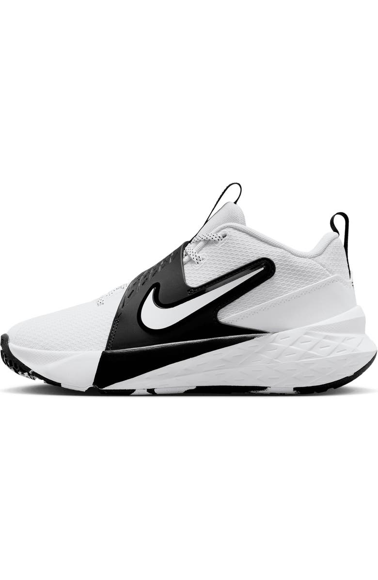 Nike Kids' Team Hustle D 12 Basketball Shoe, Alternate, color, White/ Black/ White