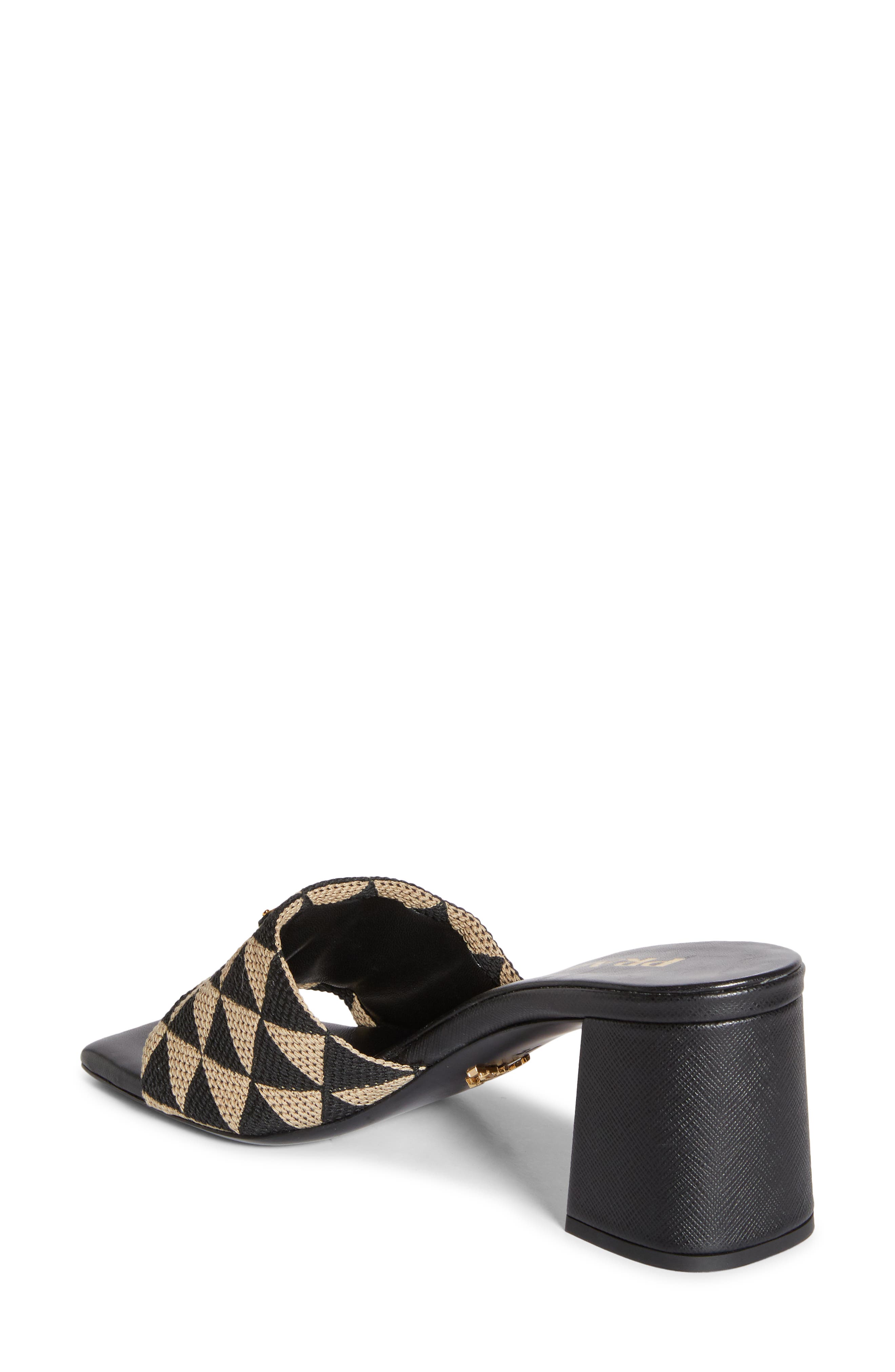Prada Triangle Jacquard Slide Sandal, Alternate, color, 