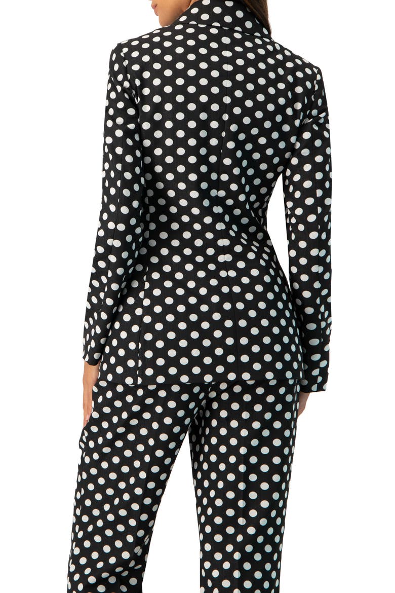 Double-Breasted Polka Dot Blazer, Alternate, color, Black