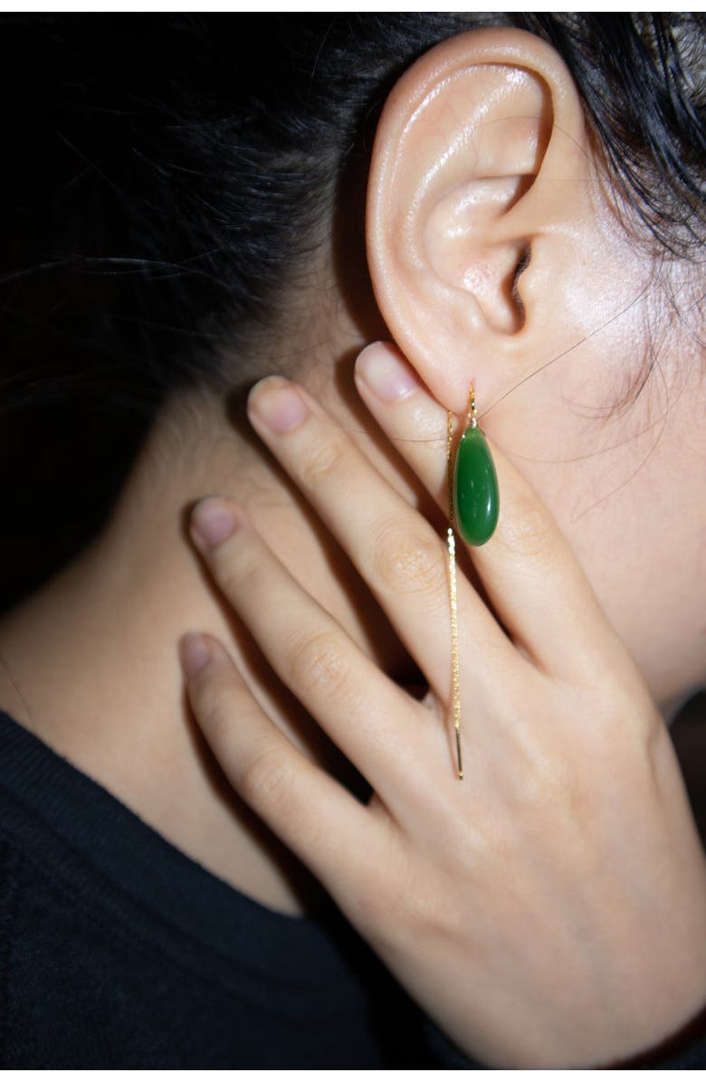 seree Waterdrop green drop earrings, Alternate, color, Bright Green