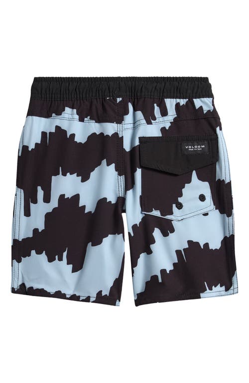 Volcom Kids' Lido Print Swim Trunks In Ice Blue