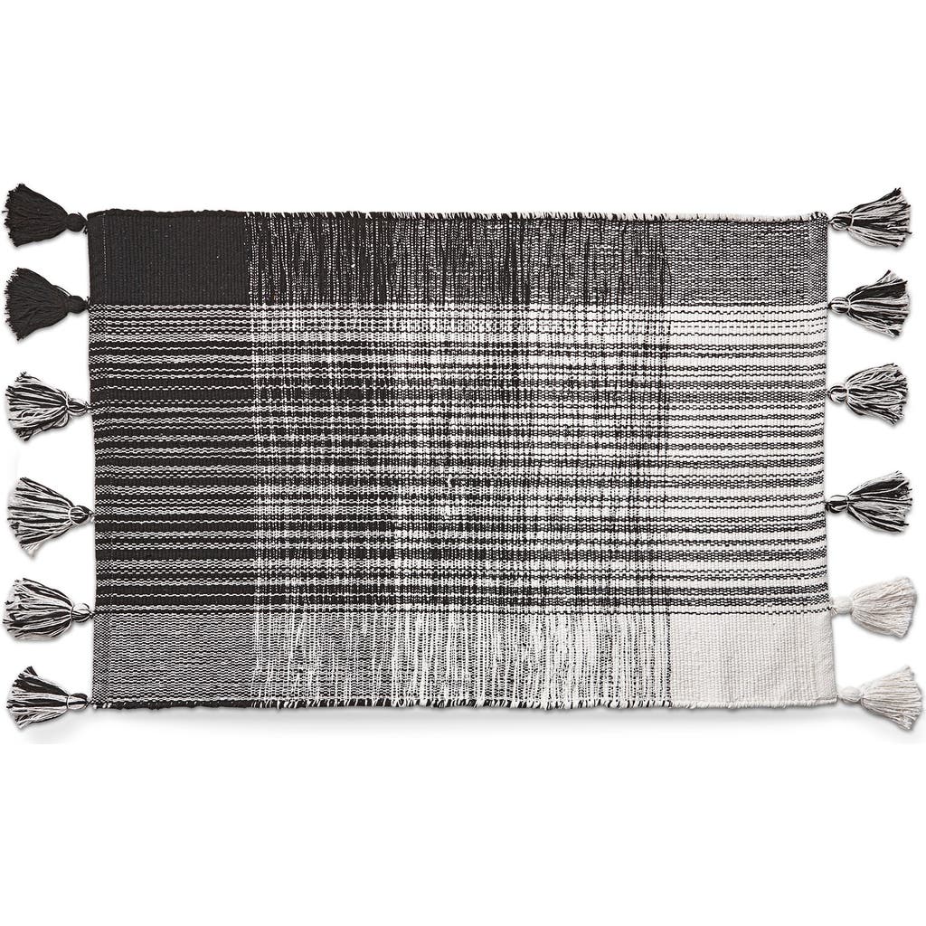 Tag Tassel Plaid Doormat Stylish Home Entryway Rug In Black
