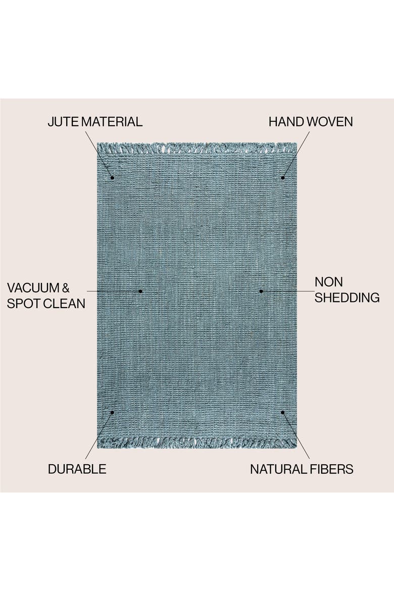 Pata Hand Woven Chunky Jute with Fringe Area Rug, Alternate, color, Light Blue/Gray