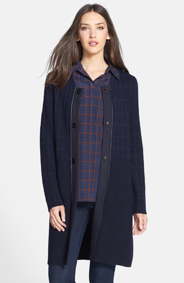 Tory Burch 'Miriam' Print Sweater Coat, Main, color, 