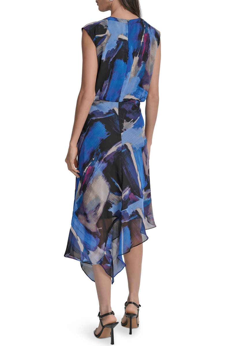 DKNY Sleeveless Asymmetric Midi Dress, Alternate, color, Blue Brush