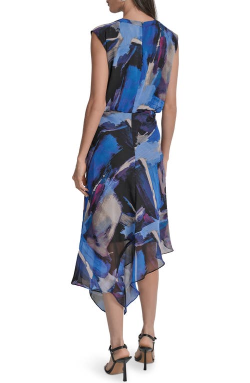 Dkny Sleeveless Asymmetric Midi Dress In Multi