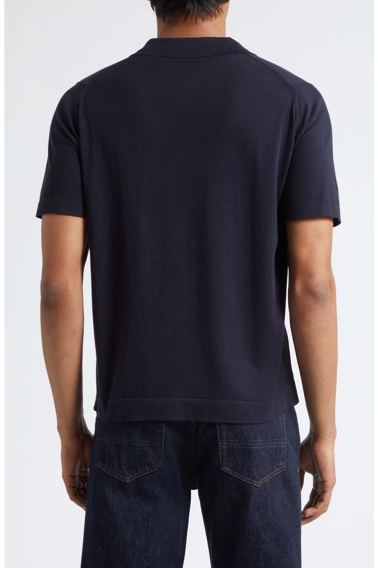 Folke Knit Short Sleeve Cotton Button-Up Shirt, Alternate, color, NAVY