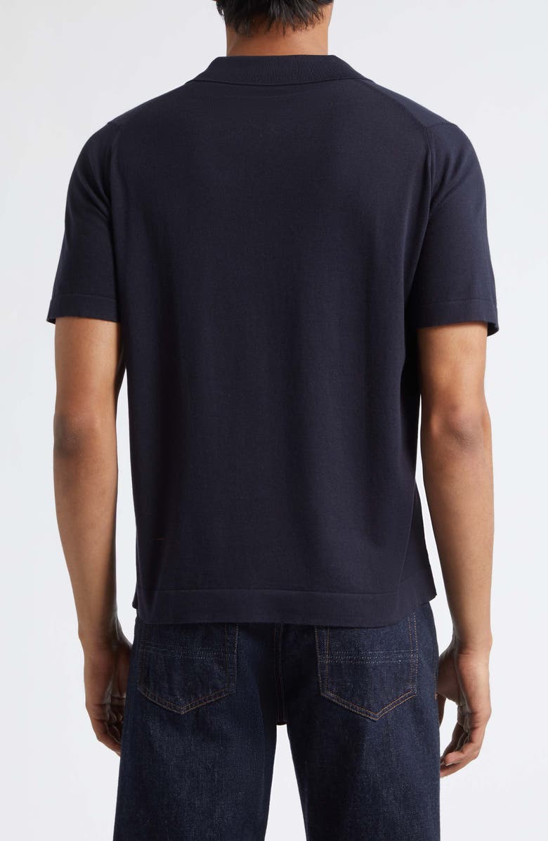 John Smedley Folke Knit Short Sleeve Cotton Button-Up Shirt, Alternate, color, Navy
