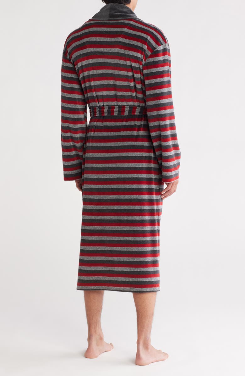 Majestic International Stripe Shawl Robe, Alternate, color, Charcoal Stripe