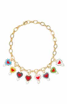 EYE CANDY LOS ANGELES Nyla Crystal Heart Charm Collar Necklace