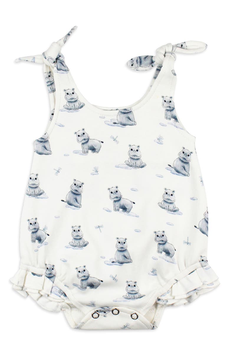 L'ovedbaby Hippo Print Organic Cotton Bodysuit, Main, color,