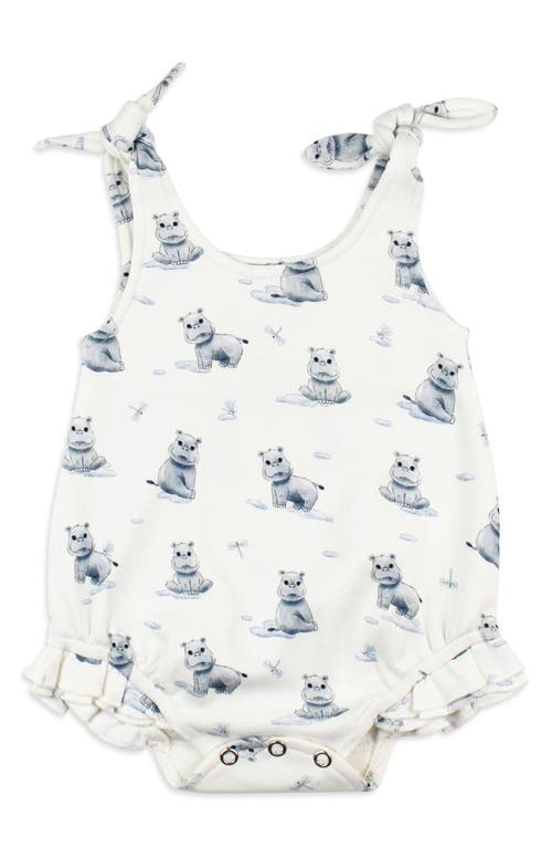 L'ovedbaby Hippo Print Organic Cotton Bodysuit In Baby Hippo
