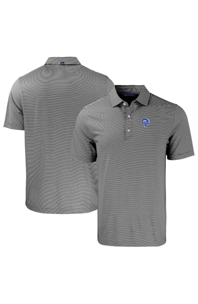 Cutter & Buck Men's Cutter & Buck  Black/White Los Angeles Rams Throwback Big & Tall Forge Eco Double Stripe Stretch Recycled Polo, Alternate, color, 