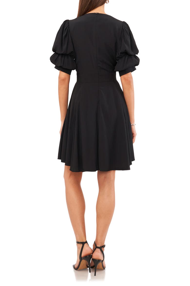 Tiered Bubble Sleeve Dress, Alternate, color, RICH BLACK