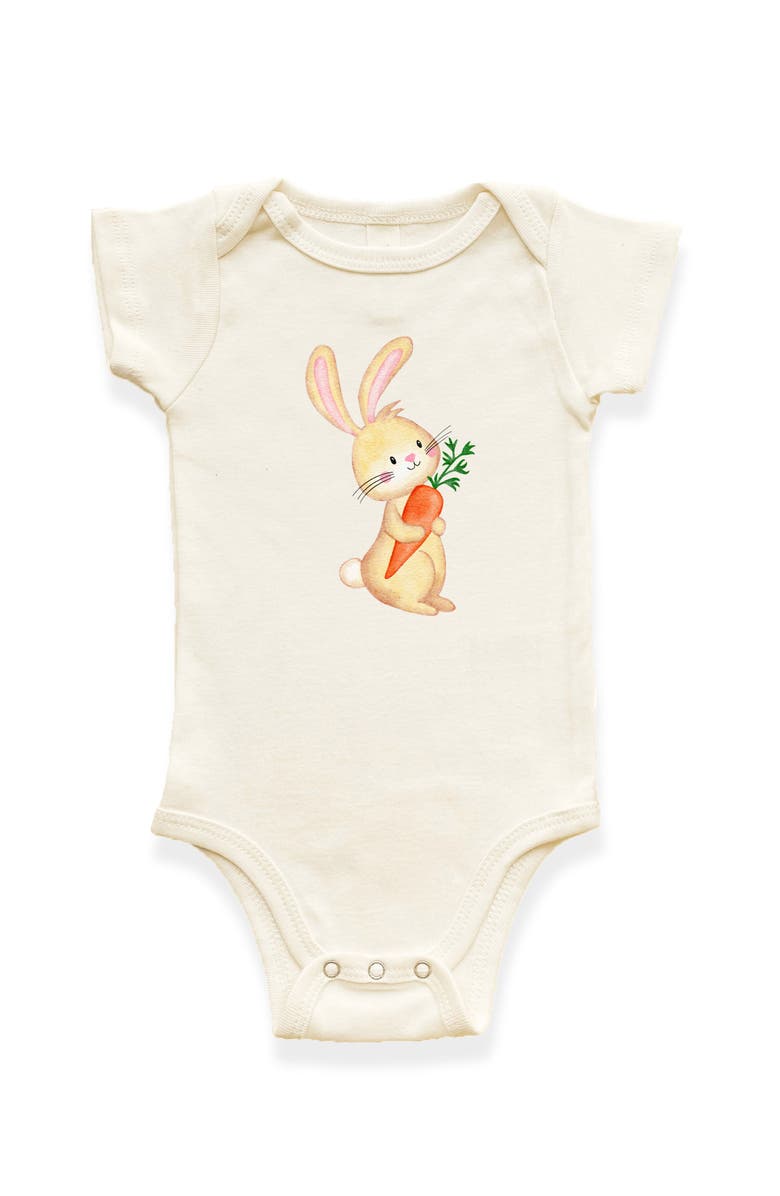 Tenth & Pine Bunny with Carrot Organic Baby Bodysuit, Main, color, Natural