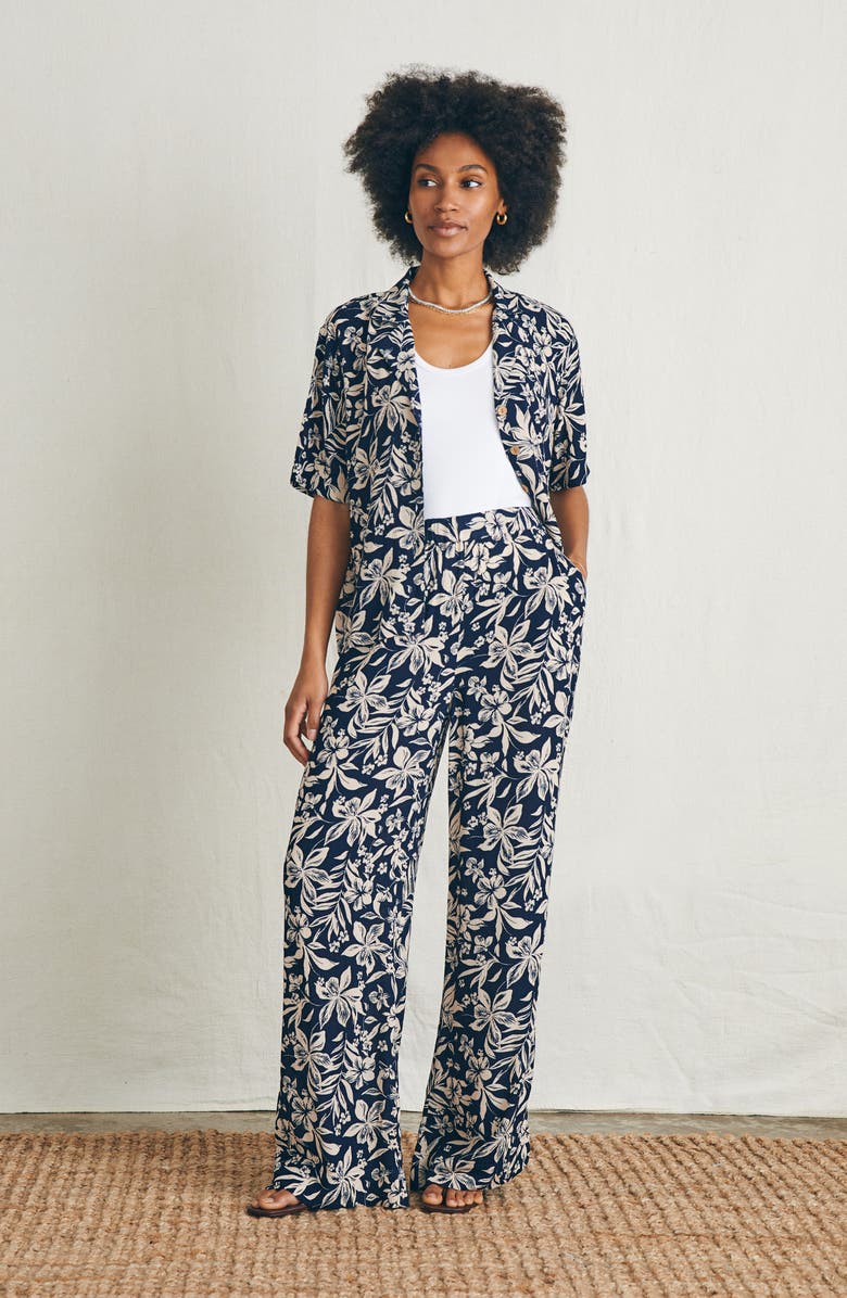 Faherty Cabana Print Pants, Alternate, color, Navy Canopy Floral