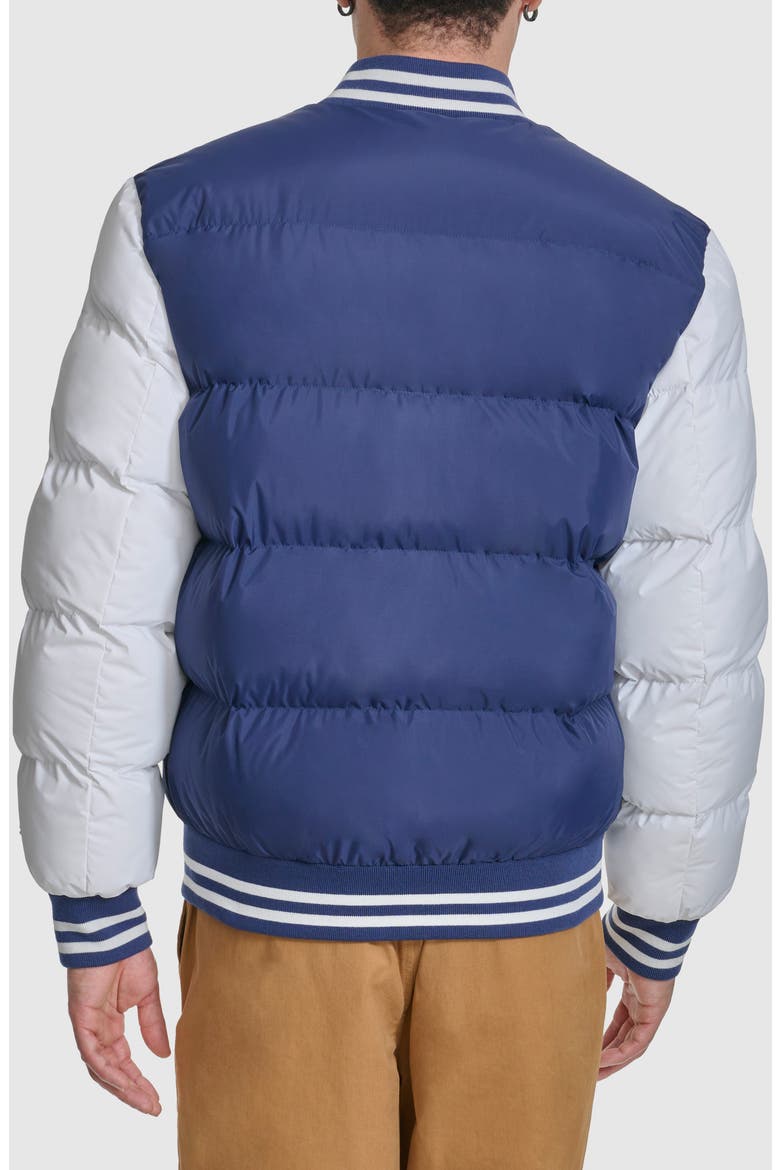 Varsity Quilted Bomber Jacket, Alternate, color, NAVY/ WHITE