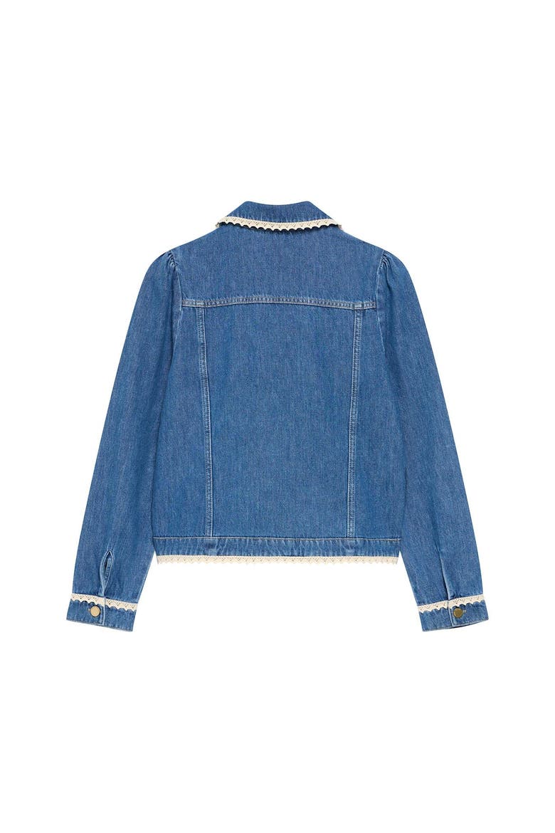 Lace Trim Denim Jacket, Alternate, color, Blue