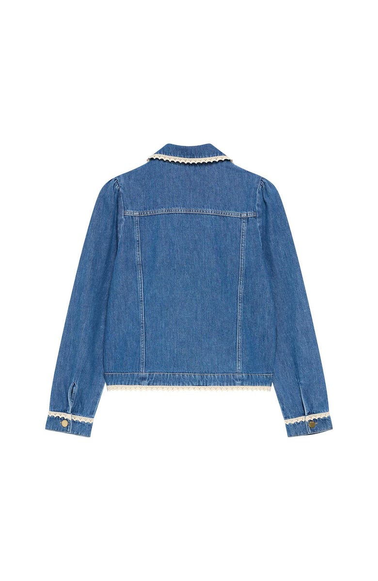 MINT VELVET Lace Trim Denim Jacket, Alternate, color, Blue