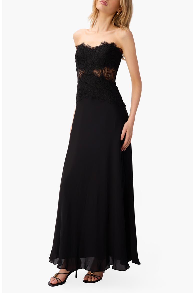 Lucienne Strapless Gown, Alternate, color, BLACK